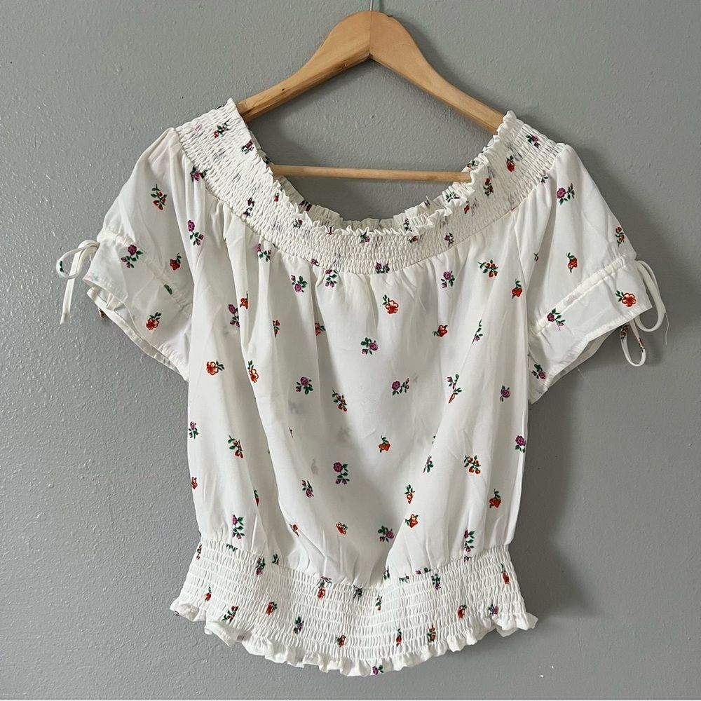 Off Shoulder Floral Crop Top